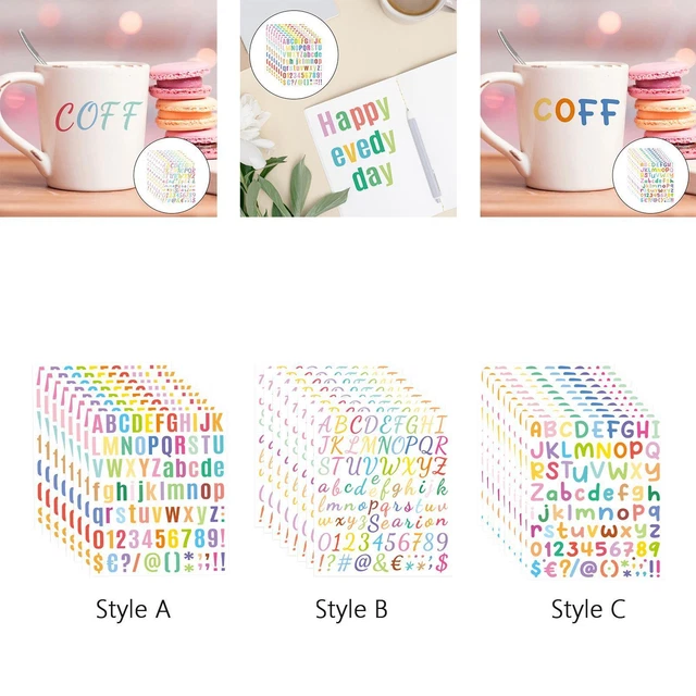 8 Bögen Vinyl-Buchstaben-Aufkleber, selbstklebend, klein, für Kartenbecher,