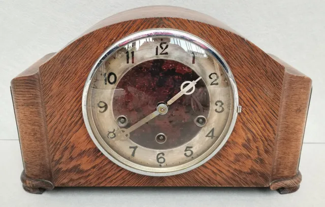 Orologio da camino Art Deco a pendolo con rintocchi vintage clock legno meccanic