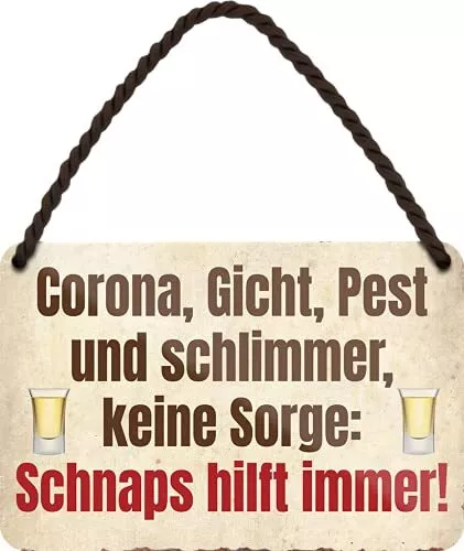 Blechschild Lustiger Whiskey Spruch “Corona Schnaps“ Deko Geschenkidee Mann Frau