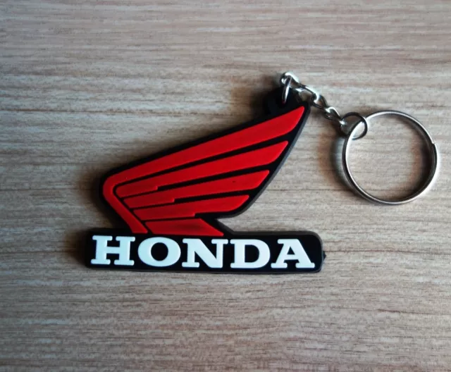 HONDA Wing Keychain Keyring Red Rubber Motorcycle Bike Car Collectible Gift New