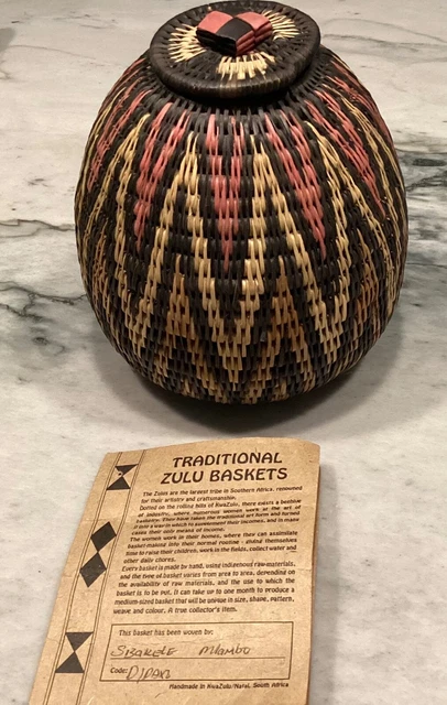 Traditional African Zulu Basket Handmade Authentic /Woven By -Sizakele Mambo