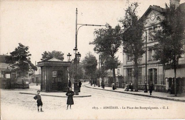 92  Cpa Debut 1900  Asnieres La Place Des Bourguignons