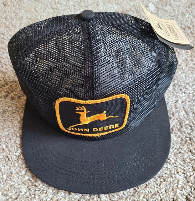 John Deere Vtg. Large Patch All Mesh Trucker Hat Black Adjustable John Deere Vtg. Large Patch All Mesh Trucker Hat Black Adjustable