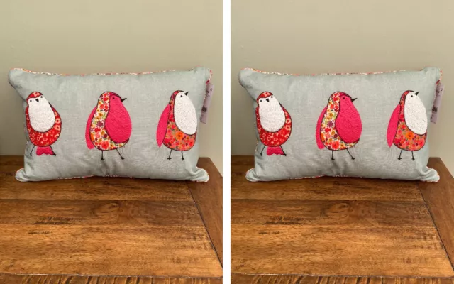 NEXT ROBIN CUSHION x2 cushions Bird Green 50cms X 30cms