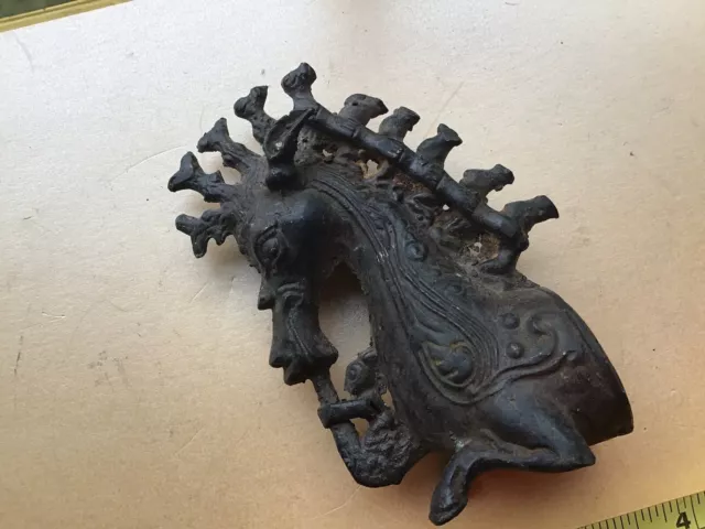 Indonesian Sumatra Naga Batak Bronze Cast Sea Horse Rare Vintage Unusual Vessel