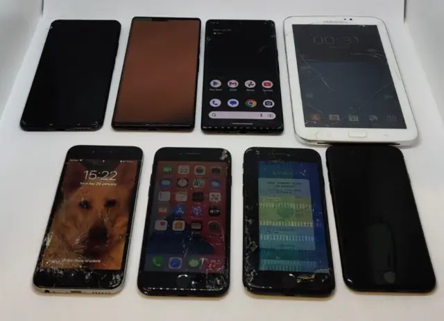 Job lot of 8 faulty & damaged devices - iPhone, Google, Samsung, Xiaomi
