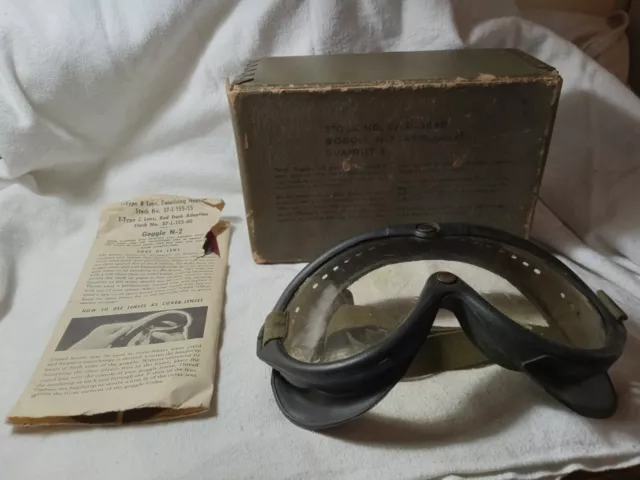 World War II Era (1944) M-2 Goggles w/Box Stock No. 37-G-3050 (420)