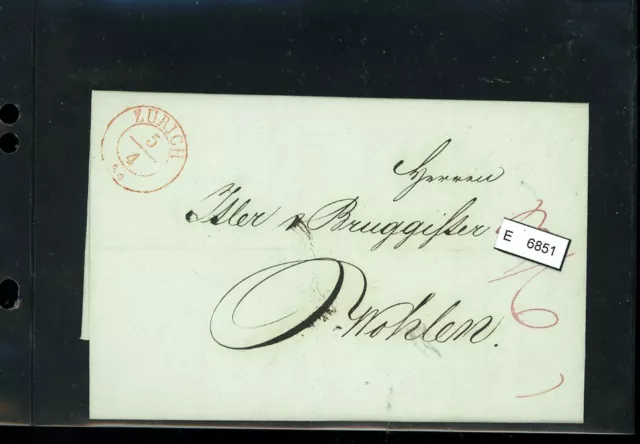 BM2547, Schweiz Vorphilatelie, Brief nach Wohlen (Aargau), aus Zürich, 1844