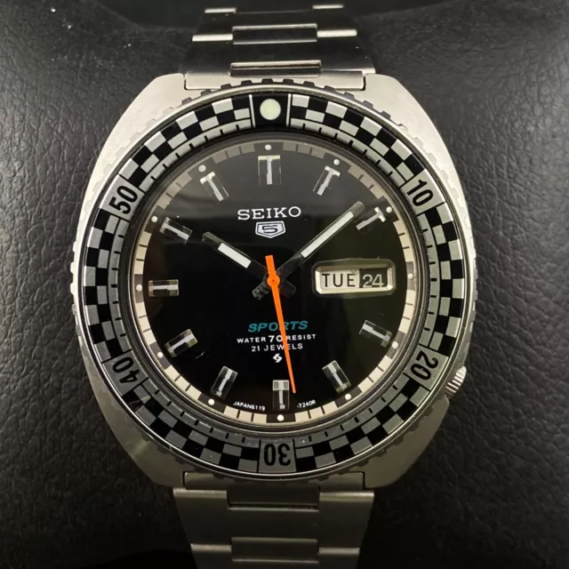 Vintage SEIKO 5 RALLY DIVER 6119-7173 Automatic Men's Wrist Watch SS03