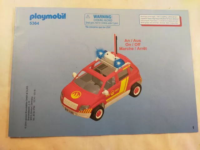 sympa  notice / plan de montage 5364   Playmobil ( voiture pompier ) 1