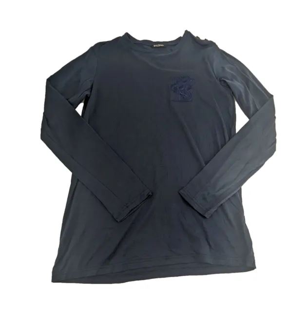 BALMAIN PARIS Women's Blue Button Embelished Shirt Size Medium Retail $495 NWOT