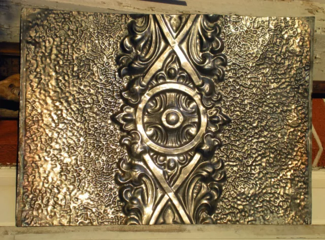 Antique Ceiling Tin Tile Art Nouveau Pie Safe Door Gothic Shabby Chic