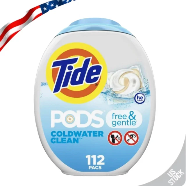 Tide Pods Free & Gentle, 112 Ct Laundry Detergent Pacs. 94 Oz.
