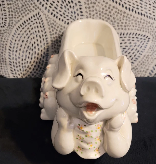 Vtg Fitz And Floyd Pig Cracker Tray Hog Sow Piglets Farmer FF Japan