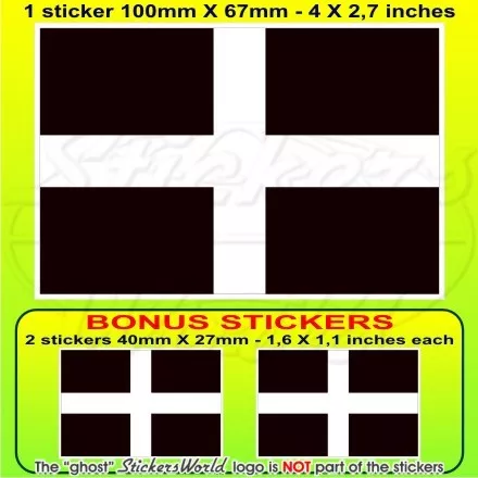 CORNWALL Cornish Flag England UK 100mm (4") Vinyl Sticker Decal x1+2 BONUS