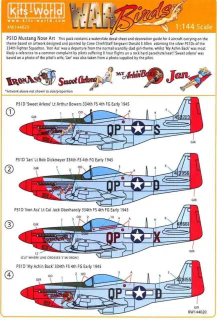 Kits World Decals 1/144 NORTH AMERICAN P-51D MUSTANG Fighter