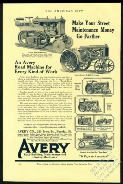 1923 Avery half track halftrack Track Runner tractor photo trade print ad