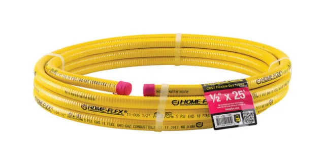 Home-Flex 4884003 0.5 in. Dia. x 25 ft. CSST Flexible Gas Tubing  Yellow