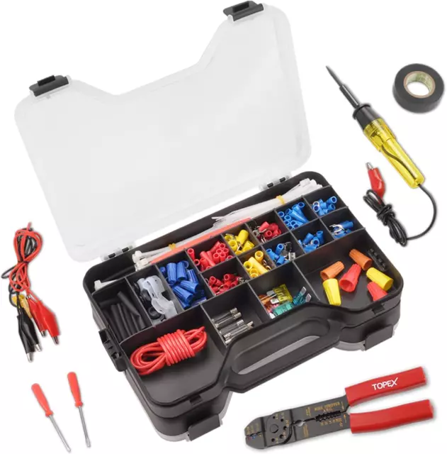 285-Piece Automotive Electrical Repair Kit Gauge Wire Stripper Connectors Assort