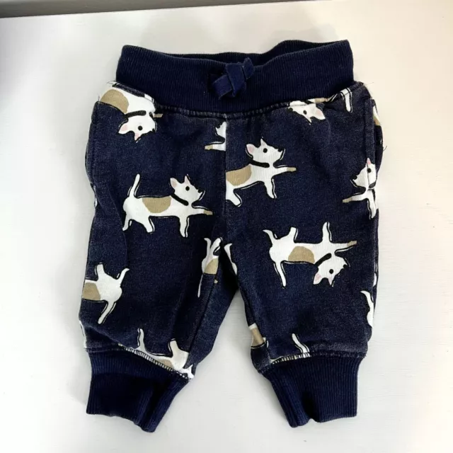 Hanna Andersson 3-6 Months Organic Cotton Dog Puppy Pants Joggers Blue