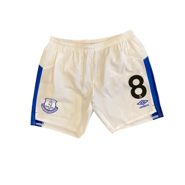 Pantaloncini da calcio Everton per bambini (taglia 11-12y) Umbro bianchi casa n. 8 - nuovi