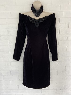 vintage scott mcclintock dress Black Velvet 80s 90s Mini Retro Kelly Bundy Sexy