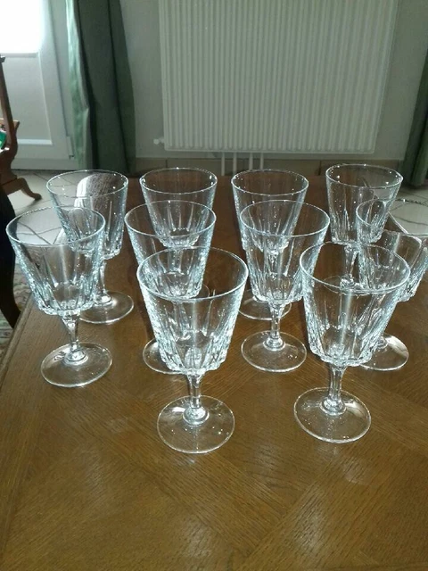 10 verres a vin blanc ou porto en cristal d'arques parfait état