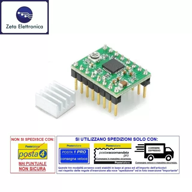 Modulo A4988 Pololu Driver Motore Nema17 Stampante 3D Ramps Stepper Stepstick 2