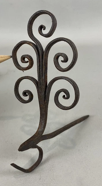 Antique Primitive Wrought Iron Hand Forged Hanger Hook For Betty Grease Lamp