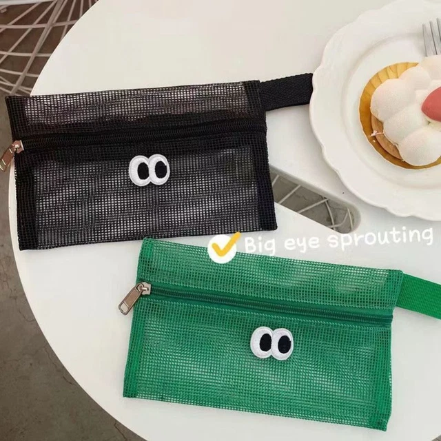 Cute Big Eyes Pencil Case Make Up Case Mesh Cosmetic Bag Large Capacity
