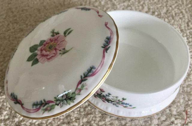 Royal Albert Rose Trinket Pot Fragrant Flowers Vintage 1990 China VGC