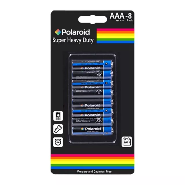 8 X Polaroid AAA Résistant Piles Mercure Gratuit Batterie R03 1.5v Scellé Paquet