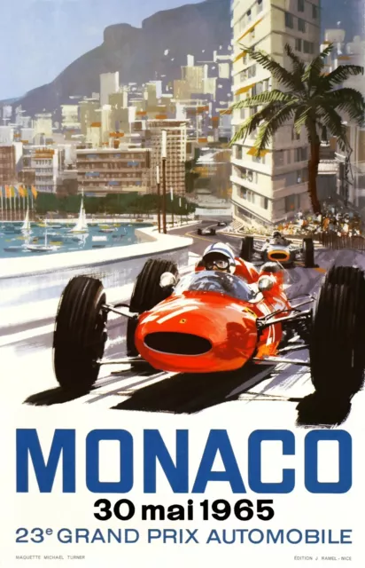 Ferrari F1 Monaco Grand Prix 1965 High-Quality 22inx17in Art Poster