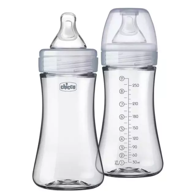 Chicco Duo Hybrid Baby Bottle, Invinci-Glass Inside/Plastic Outside, 9oz,