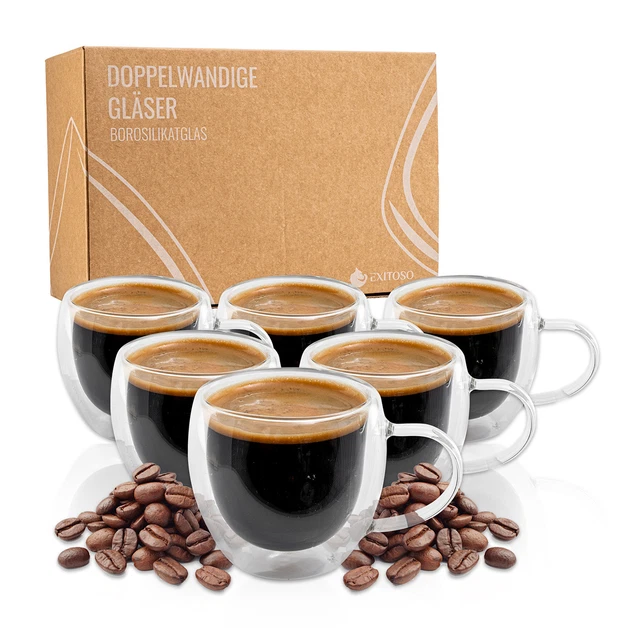 Murago Espresso Gläser 4er Set 80ml - Espressotassen Mit Henkel Aus Portugal