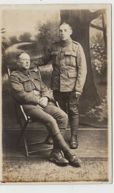 WW1 Era Studio Group Portrait Of 2 Corporals, One Seated RP PPC, Unused
