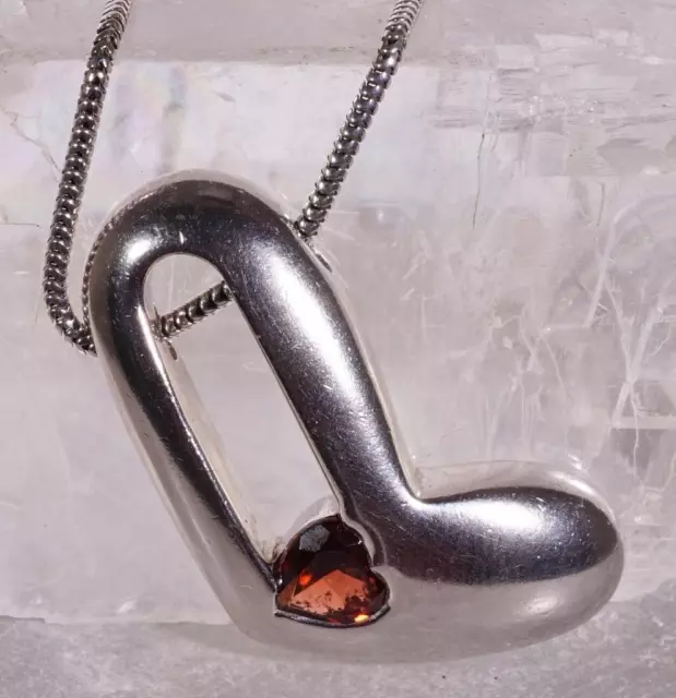 Movado Floating Heart Ruby Necklace 18 K And 925 16" Necklace Movado Floating Heart Ruby Necklace 18 K And 925 16" Necklace