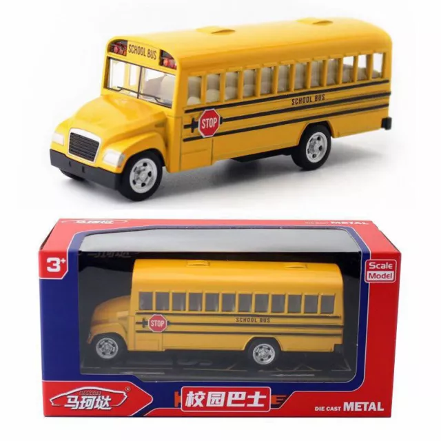 4.7'' School Bus Toy Diecast Model Car Kids Boys Christmas Gift Pull Back Yellow