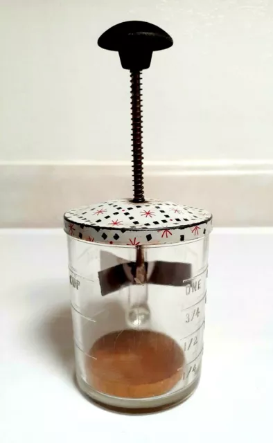 Vintage Anchor Hocking Measuring Cup & Food Chopper Glass Metal Lid Red/Black 2