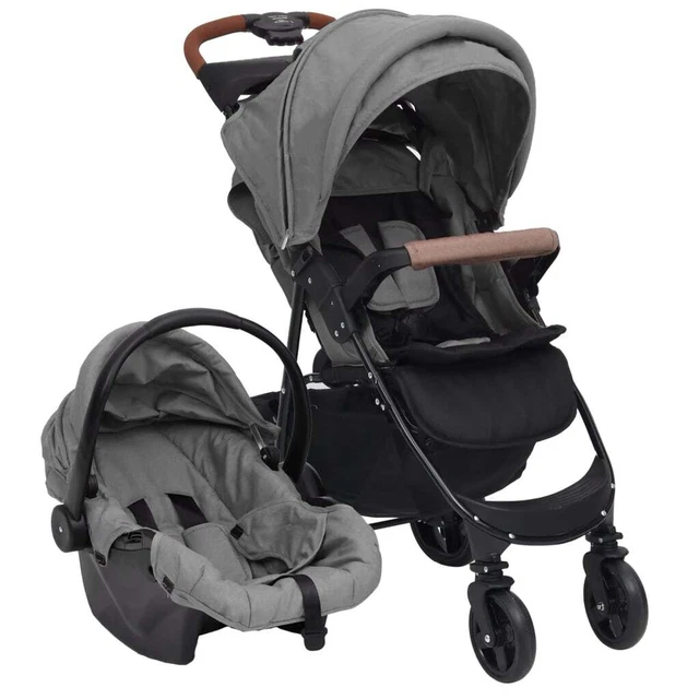 Poussette pour bébé 3-en-1 Gris clair Acier