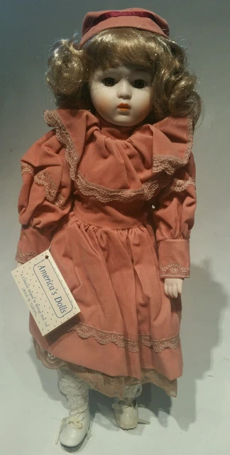 America's Porcelain Dolls "Heather" 15"  Doll D-22, by Heritage Mint w/ COA
