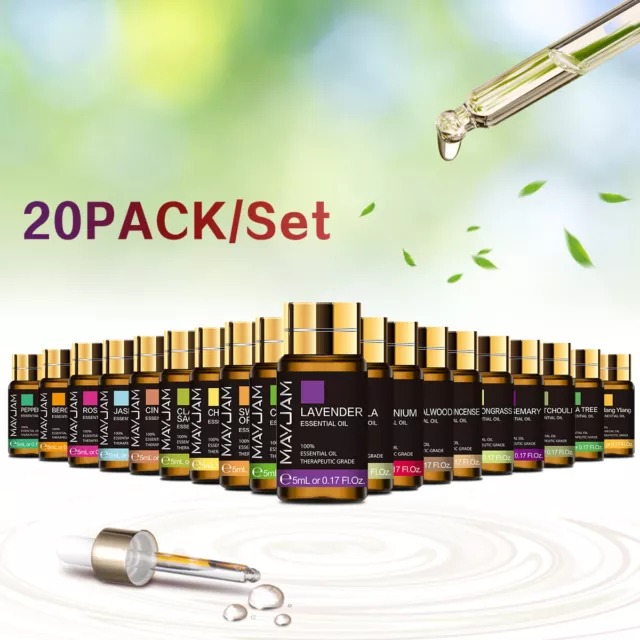 MAYJAM 20Pcs Essential Oils Set Aromatherapy Gift 100% Pure Oil For Diffuser 5ml 3