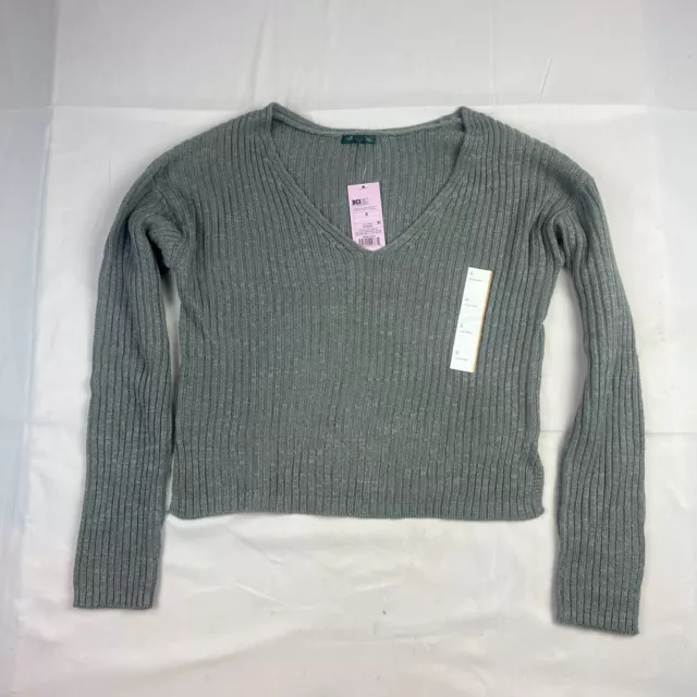 Wild Fable Women's Size Small Cozy Ribbed Knit V-Neck Sweater Pullover Gray New