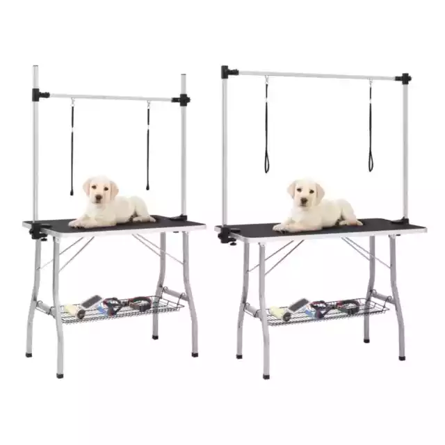 Mesa de Aseo Ajustable para Perros con 2 Lazos y Cesta Multitalle vidaXL