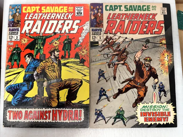 Captain Savage And His Leatherneck Raiders 3 5 Lot 2 Silver Age Marvel Comics