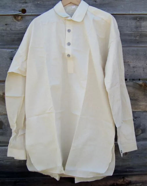 Civil War Off White Muslin Shirt with Pewter Buttons  Medium
