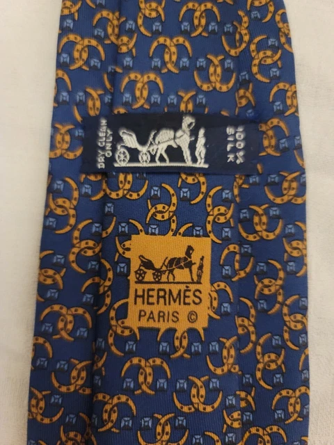 Cravate HERMÈS Authentique - Modèle 7972 EA - 100% Soie - Excellent état - Bleu