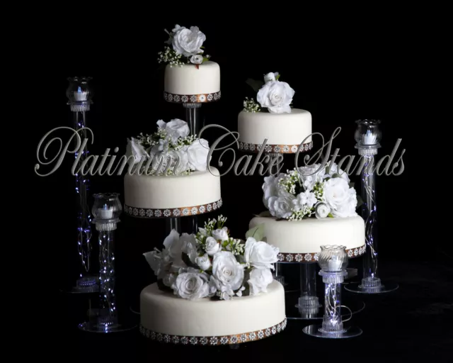 5 Tier Cascade Wedding Cake Stand W/ 4 Glass Votive Set (Style R501)