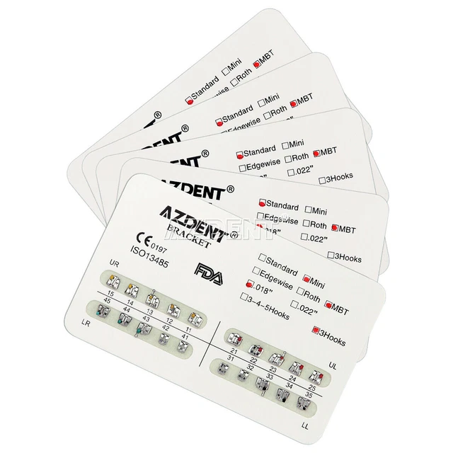 5 X AZDENT Dental Orthodontic Metal Brackets Braces Mini MBT Slot.018 Hooks 3