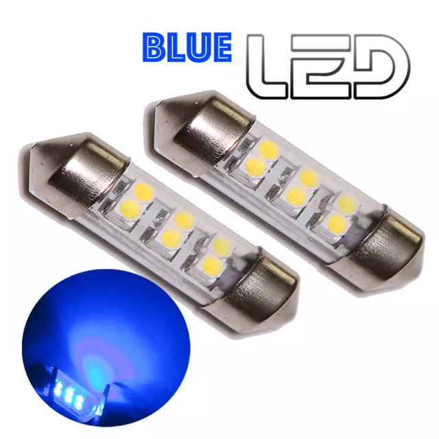 2 Ampoules navette 6 LED Smd Bleu C7W 39 mm 39mm Plafonnier Coffre Boites gants